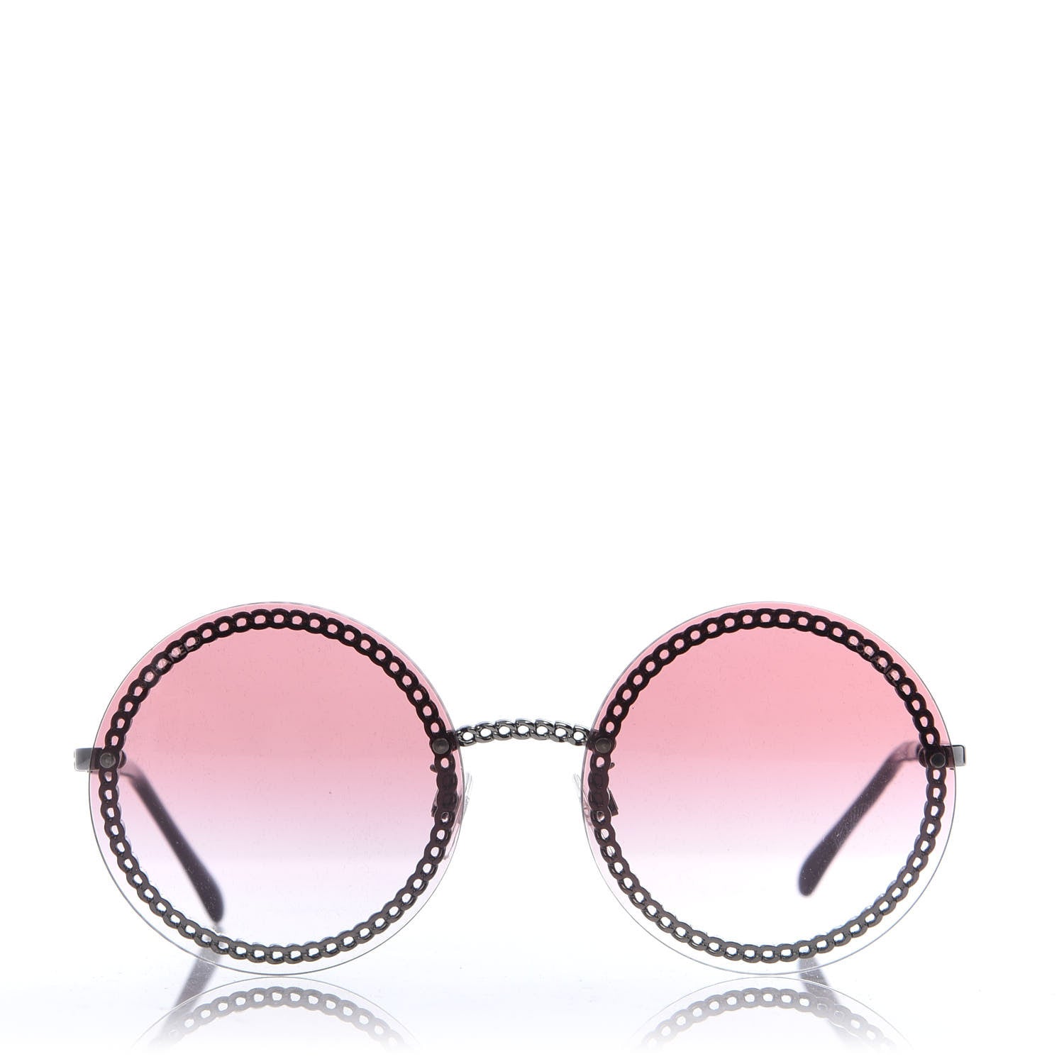 Chanel Round Removable Triple Hanging Chain Sunglasses 4245 Pink Silver 2 of 7