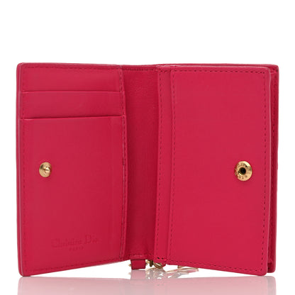 Christian Dior Lambskin Cannage Small Lady Dior Flap Card Holder Fuchsia 5 of 13