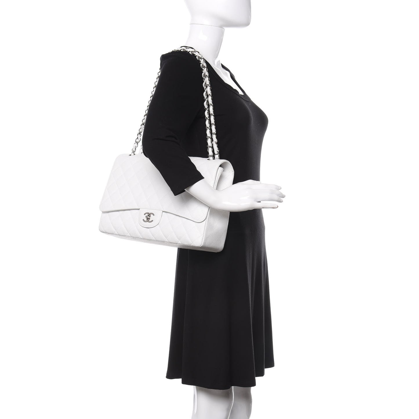 Caviar Quilted Maxi Single Flap White
