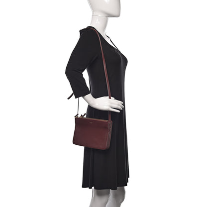 Celine Lambskin Small Trio Crossbody Bag Burgundy 2 of 13