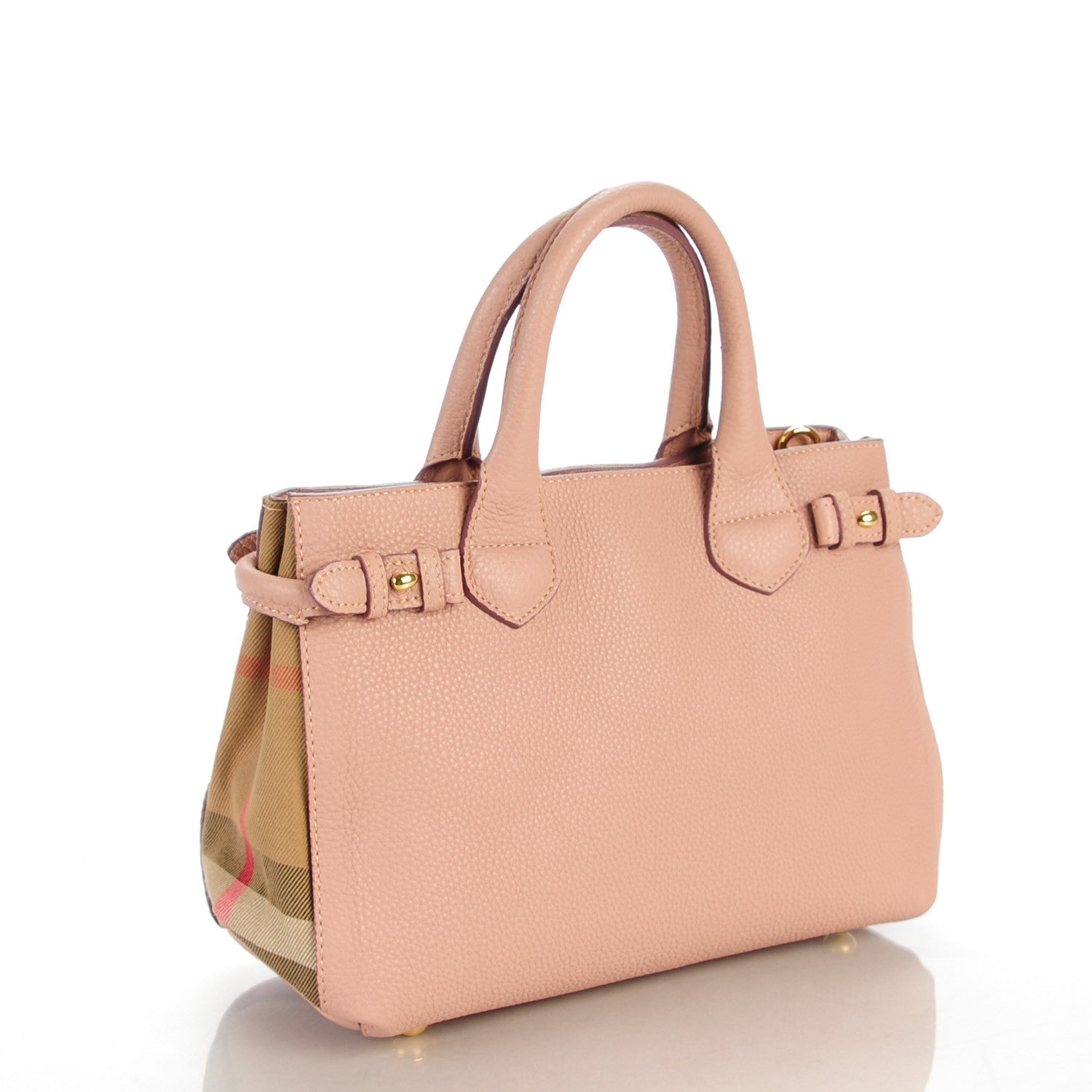 Burberry Grainy Calfskin House Check Small Banner Tote Pale Orchid 3 of 8