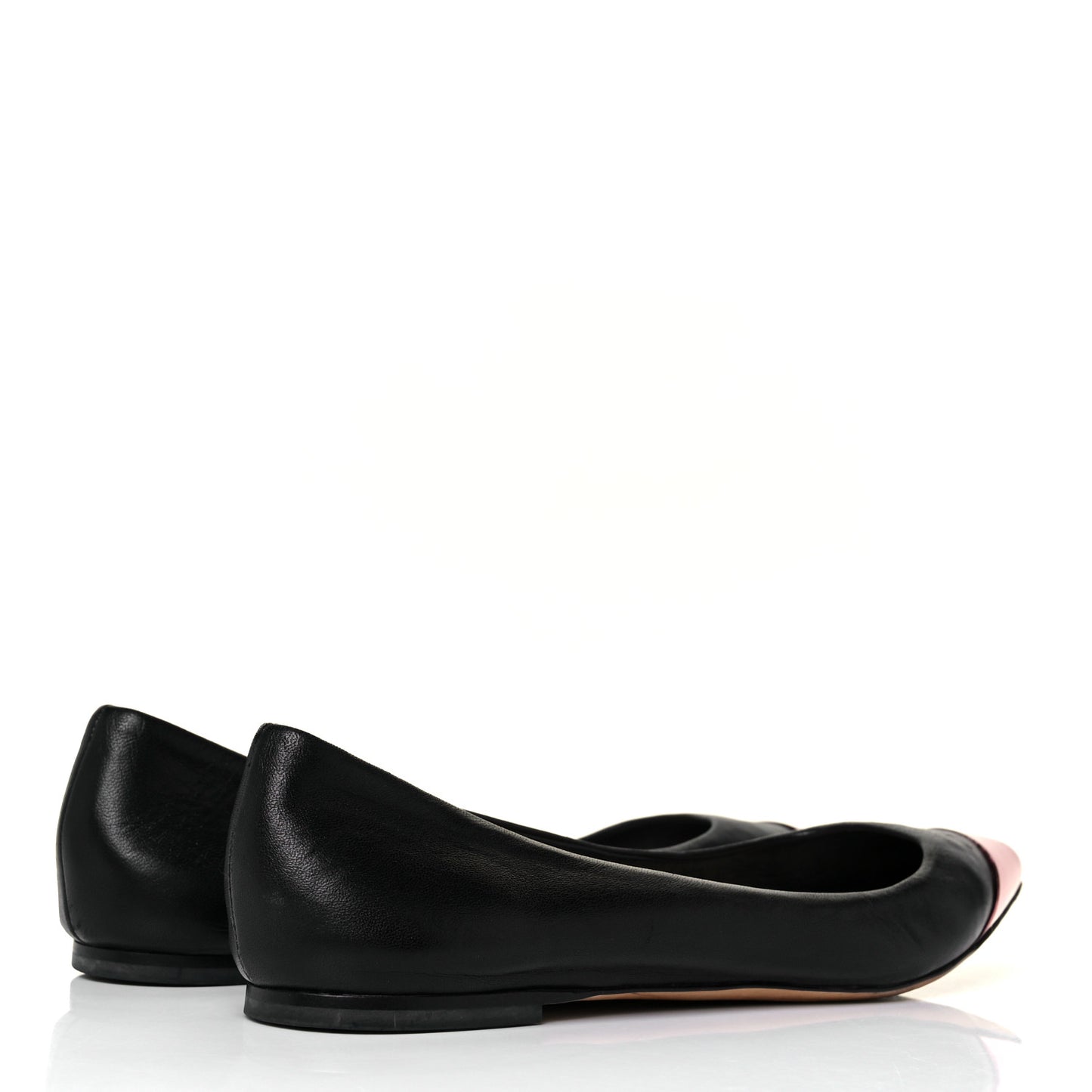 Calfskin Pointed Toe Flats 38.5 Black Pink