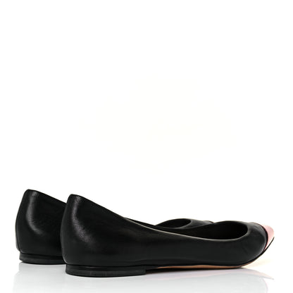 Christian Dior Calfskin Pointed Toe Flats 38.5 Black Pink 4 of 9