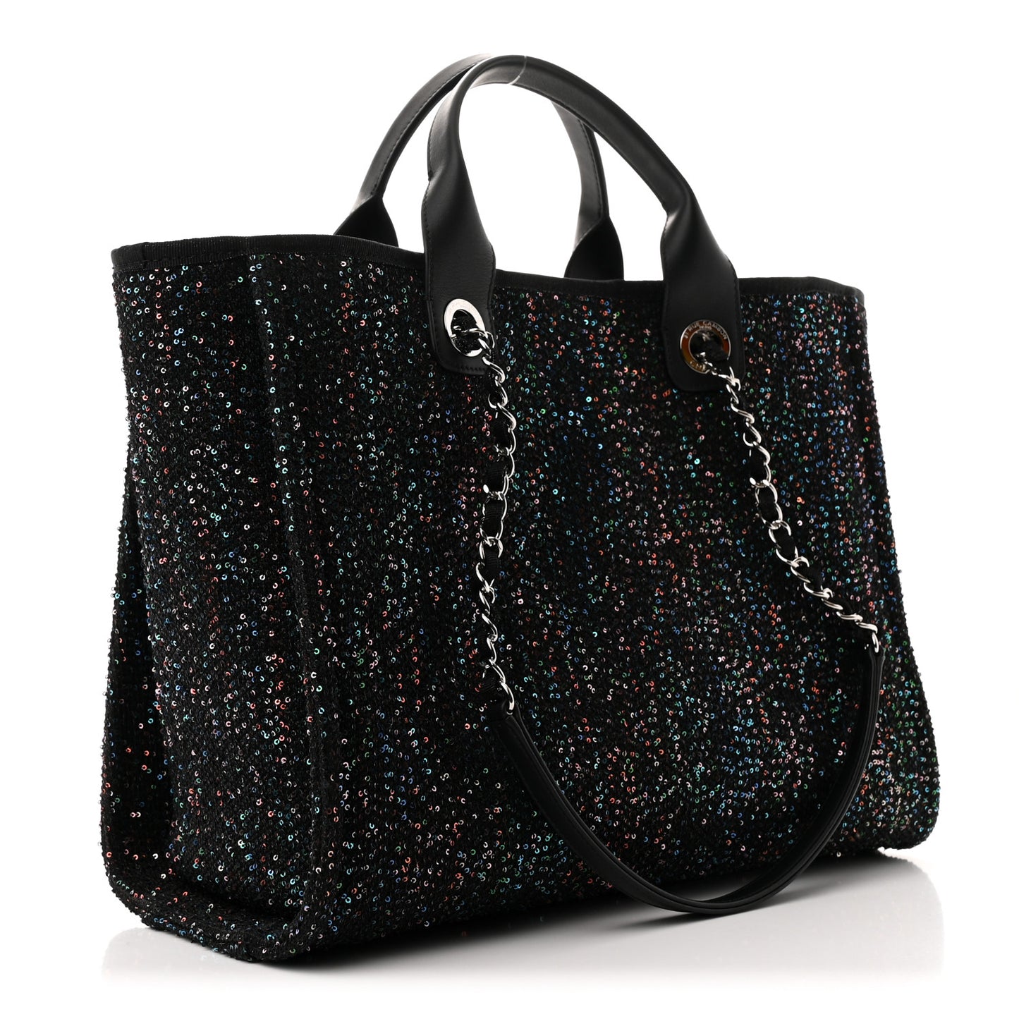 Calfskin Sequin Small Deauville Tote Black