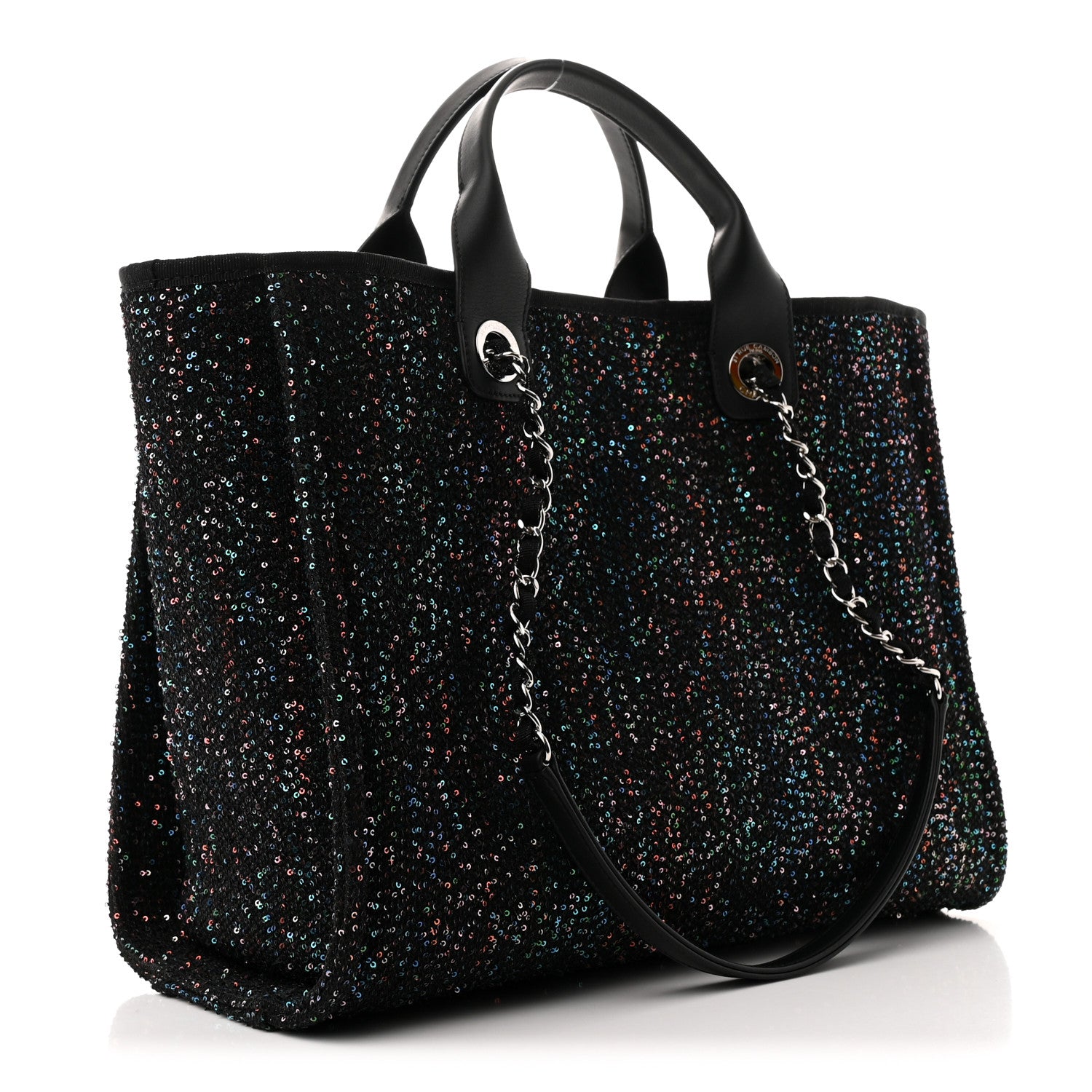 Chanel Calfskin Sequin Small Deauville Tote Black 3 of 10