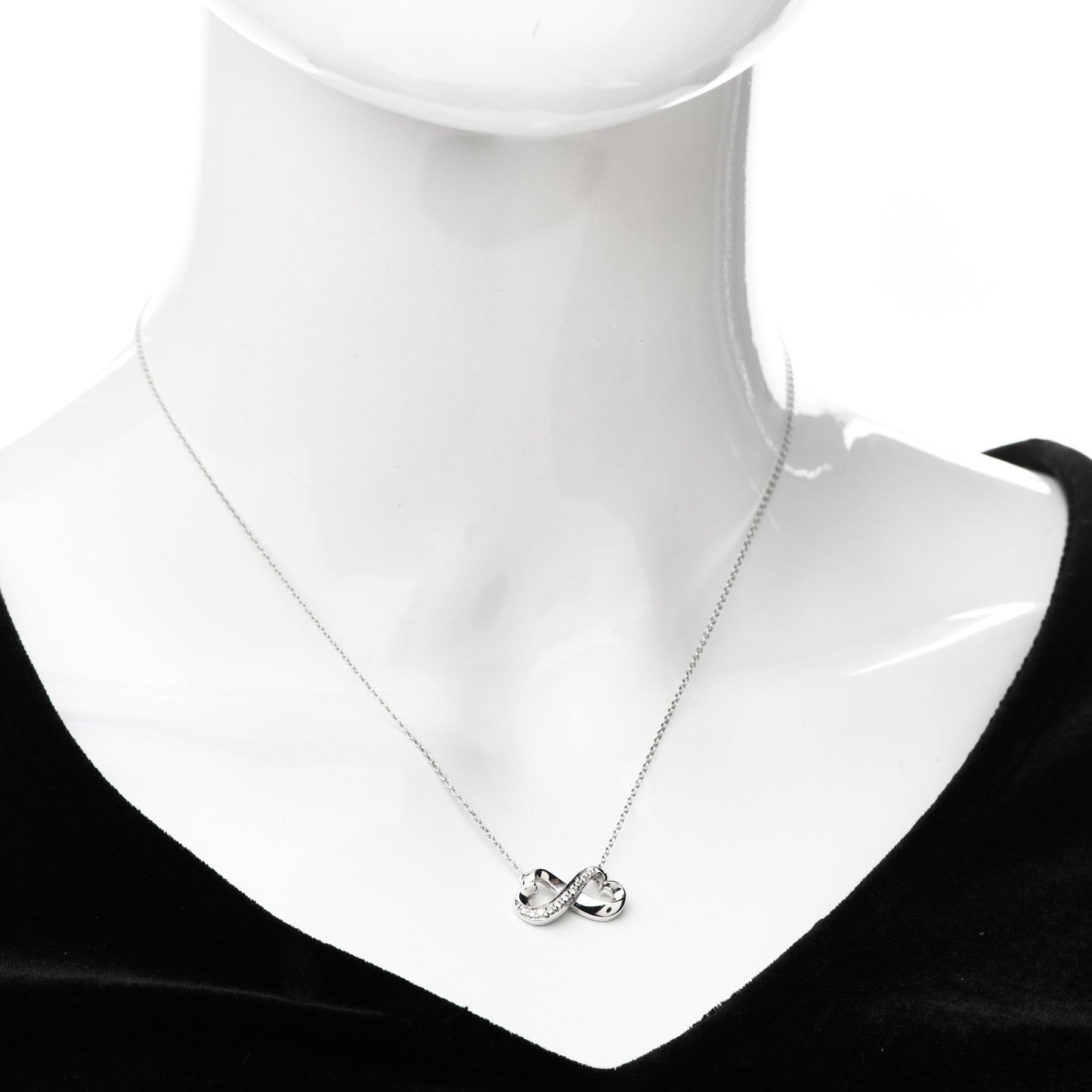 18K White Gold Diamond Paloma Picasso Double Loving Heart Necklace