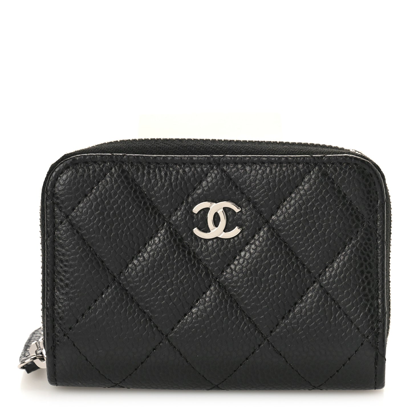 Caviar Quilted Zip Coin Purse Black