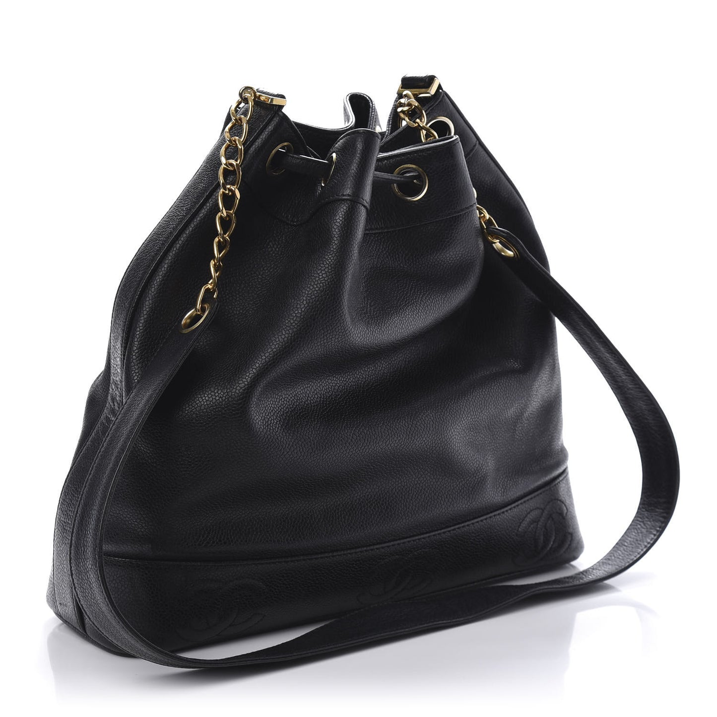Caviar CC Drawstring Shoulder Bag Black