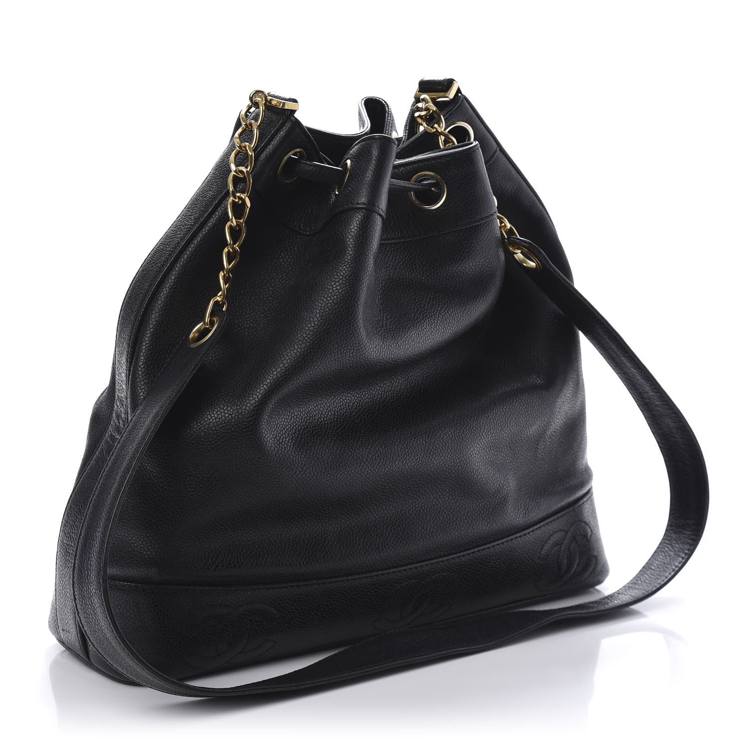 Chanel Caviar CC Drawstring Shoulder Bag Black 3 of 12