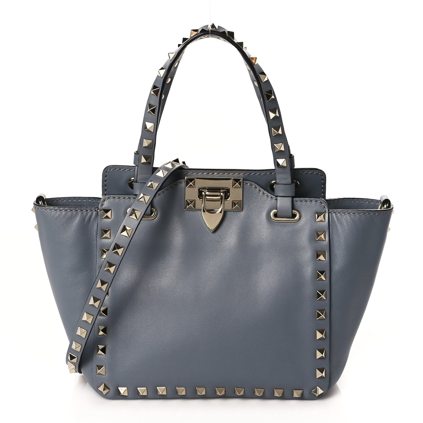 Vitello Mini Rockstud Tote Light Stone