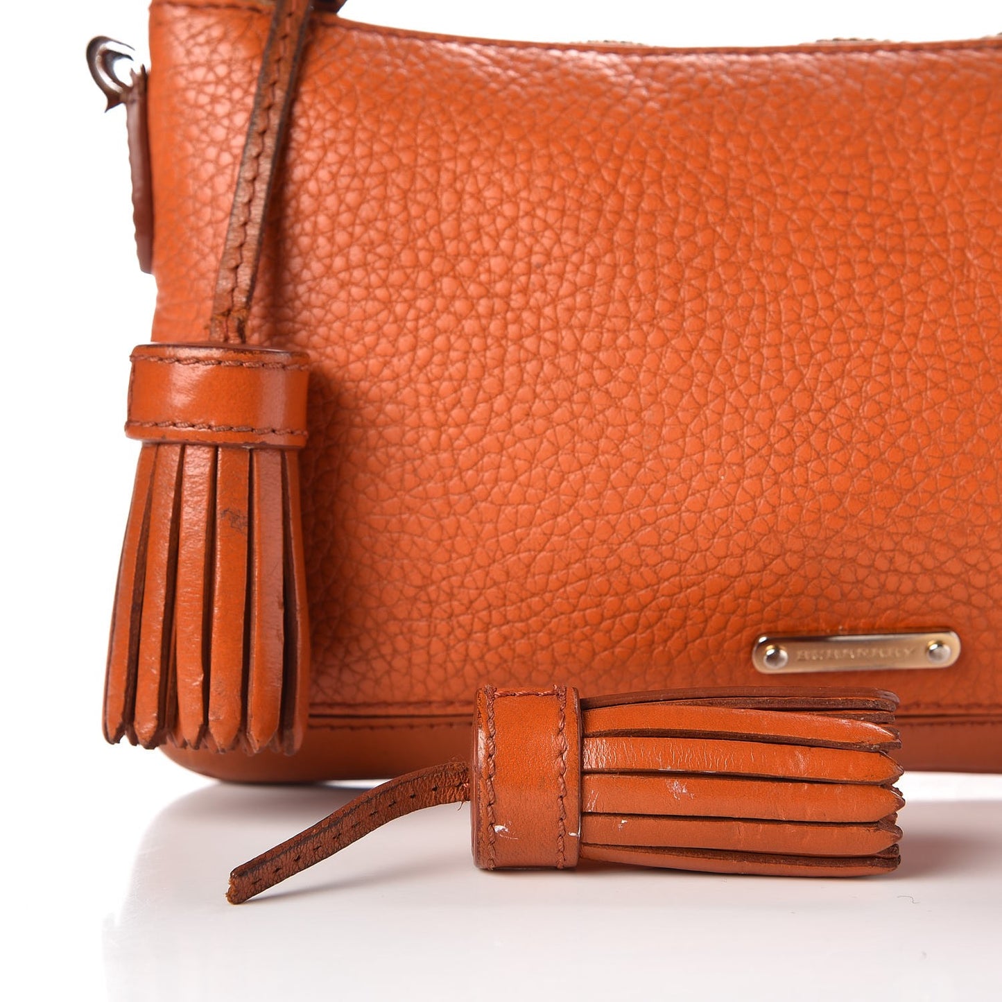 Signature Grain Calfskin Tassel Peyton Crossbody Clutch Bag Orange