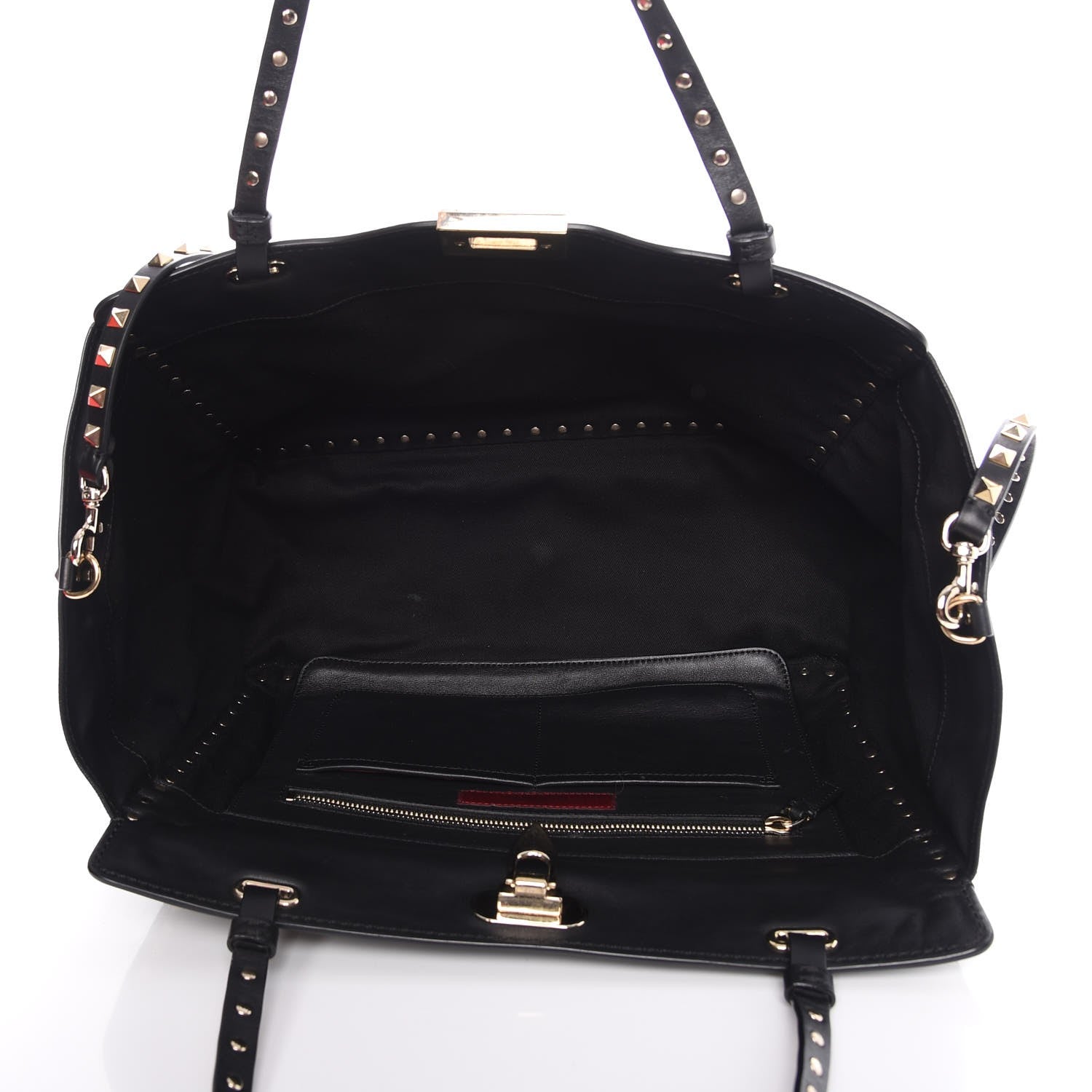 Valentino Garavani Vitello Medium Rockstud Tote Black 6 of 12