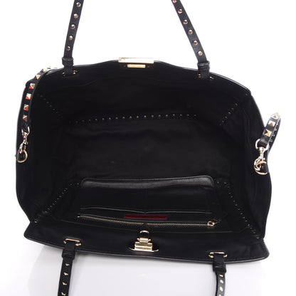 Valentino Garavani Vitello Medium Rockstud Tote Black 6 of 12