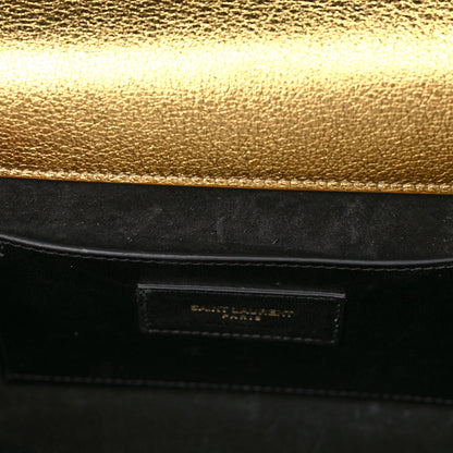 Saint Laurent Metallic Textured Calfskin Classic Monogram Cassandre Clutch Gold 10 of 11