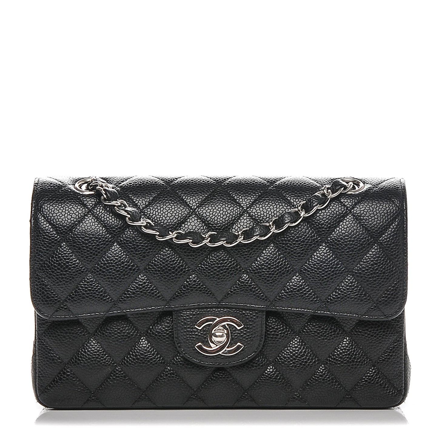 Caviar Quilted Small Double Flap Black