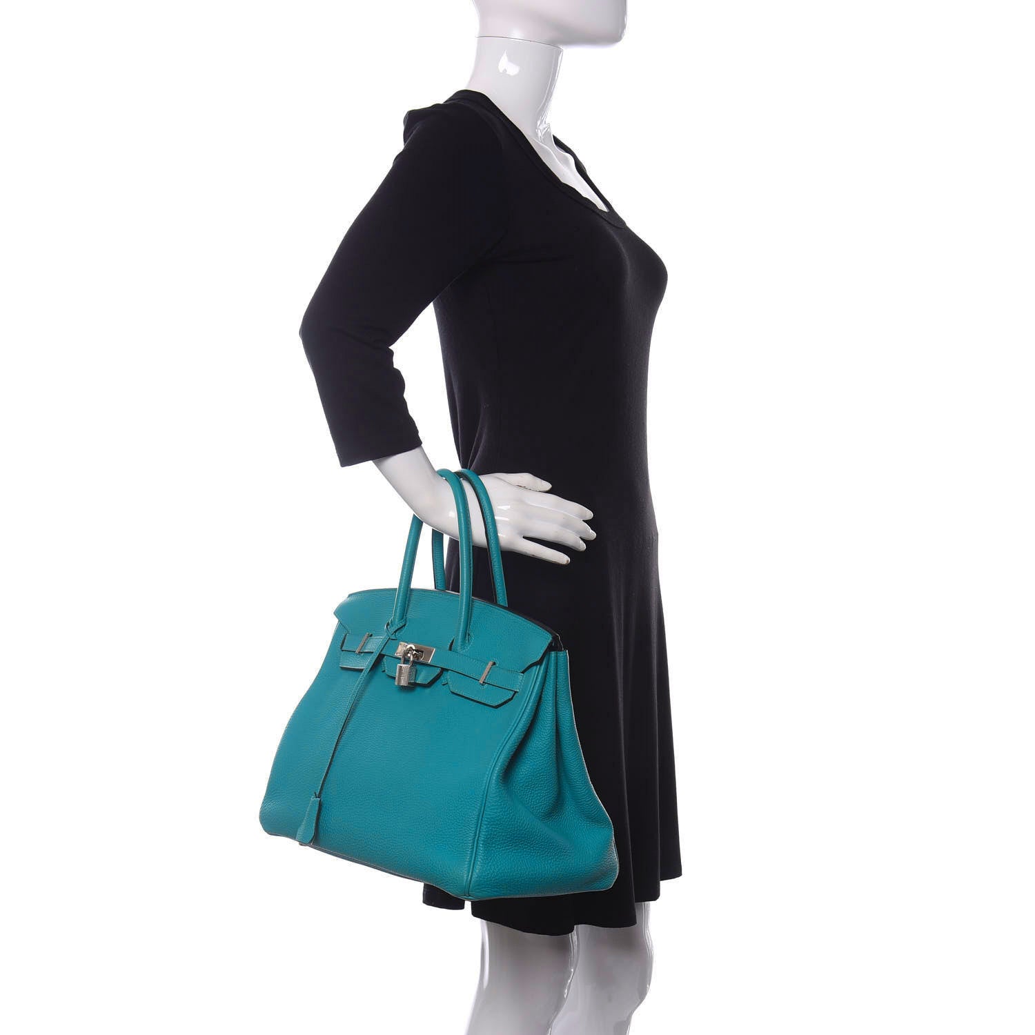Hermes Taurillon Clemence Birkin 35 Turquoise 2 of 15