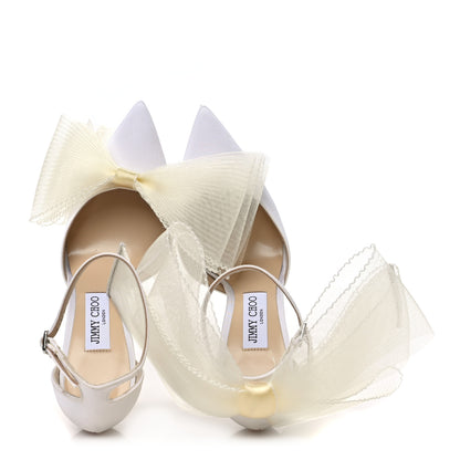 Jimmy Choo Satin Crystal Averly Bow 100 Pumps 39.5 Latte 2 of 9