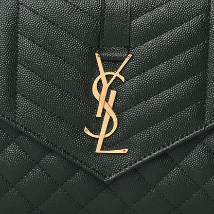 Saint Laurent Grain De Poudre Textured Mixed Matelasse Triquilt Monogram Clutch Vert Fonce 10 of 11