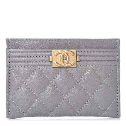 Chanel Caviar Quilted Boy Card Holder Grey 1 of 9