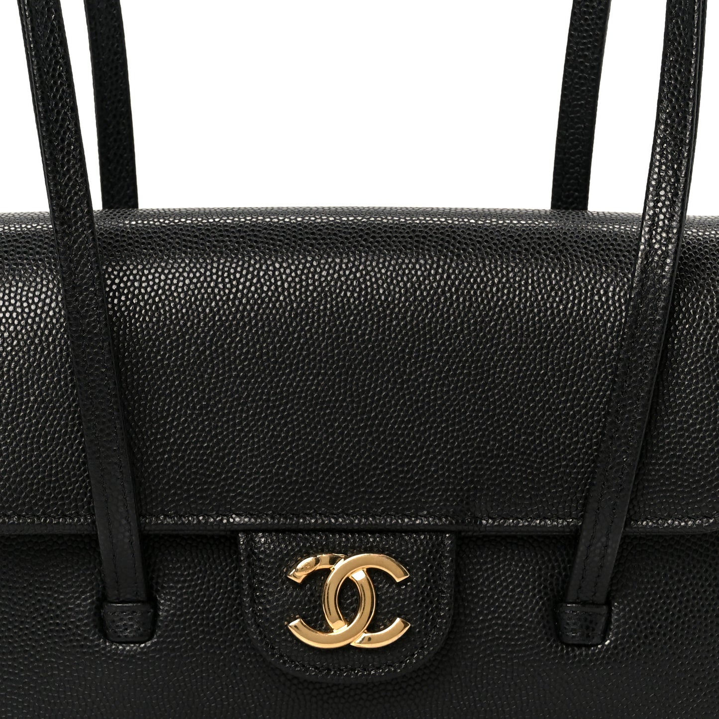 Shiny Caviar Mini Preppy Coco Shoulder Bag Black