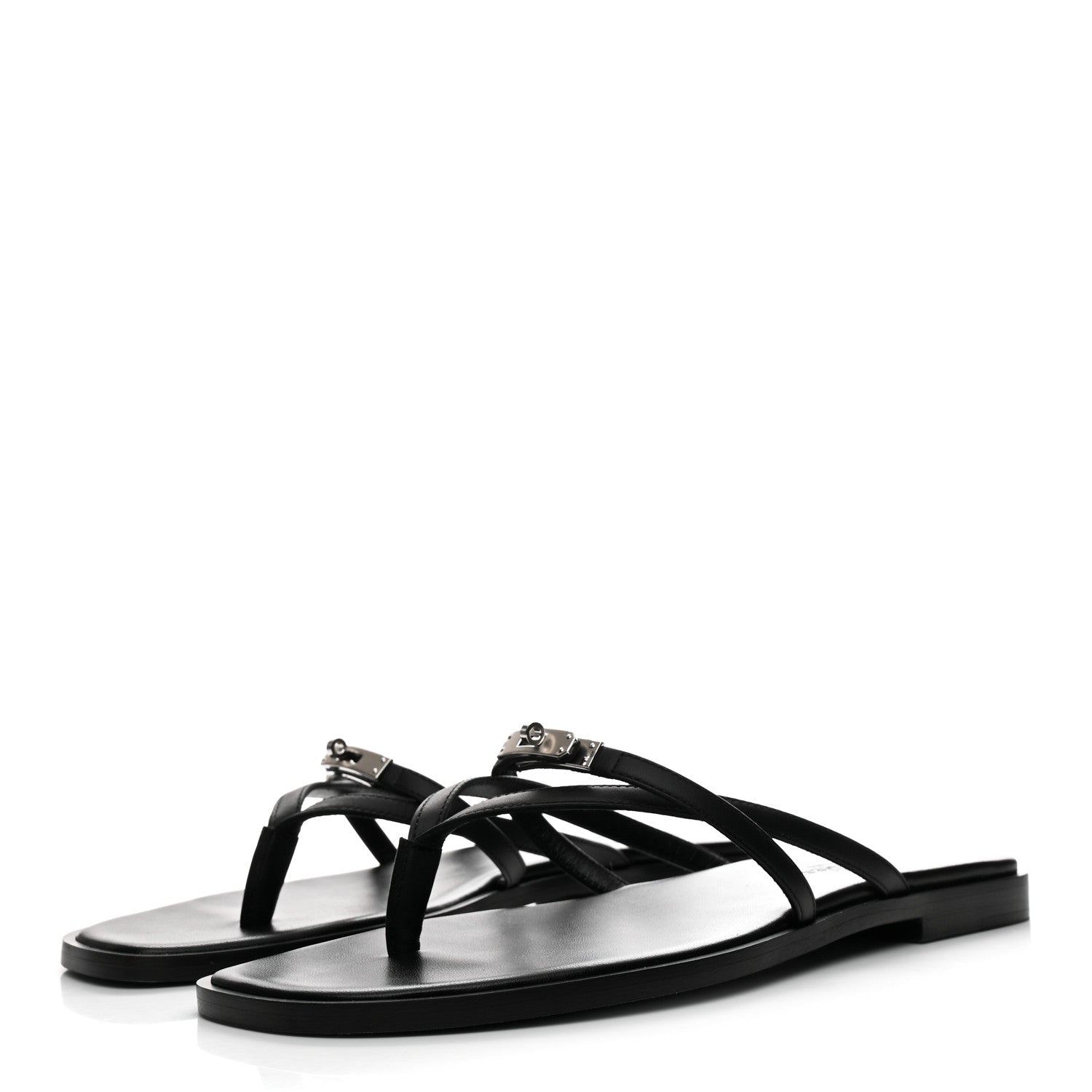 Hermes Calfskin Miss Sandals 38 Black 4 of 8
