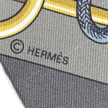 Hermes Silk Cliquetis Twilly Vert De Gris Anthracite 3 of 13