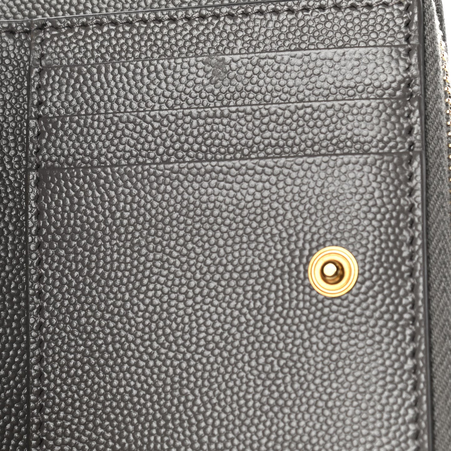 Grain De Poudre Matelasse Chevron Monogram Compact Zip Around Wallet Fog