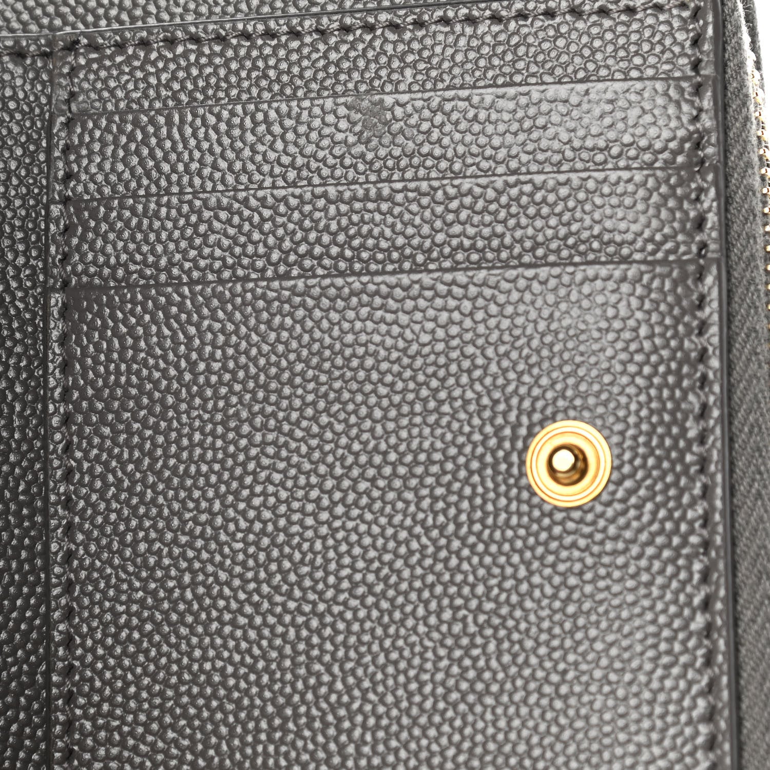 Saint Laurent Grain De Poudre Matelasse Chevron Monogram Compact Zip Around Wallet Fog 11 of 12