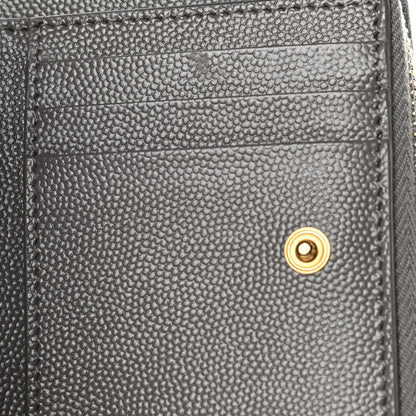 Saint Laurent Grain De Poudre Matelasse Chevron Monogram Compact Zip Around Wallet Fog 11 of 12