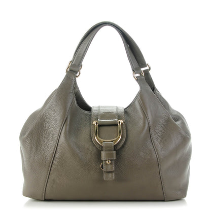 Gucci Pebbled Calfskin Medium Greenwich Shoulder Bag Light Grey 1 of 7