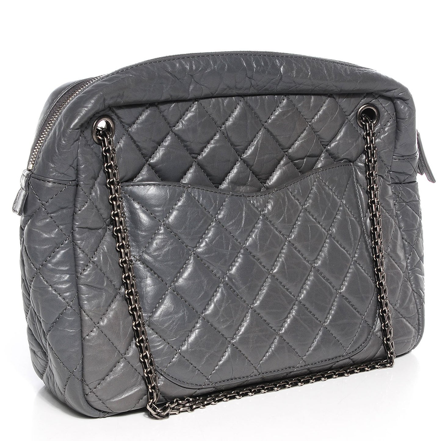 Aged Calfskin Quilted Large Reissue Camera Case Grey