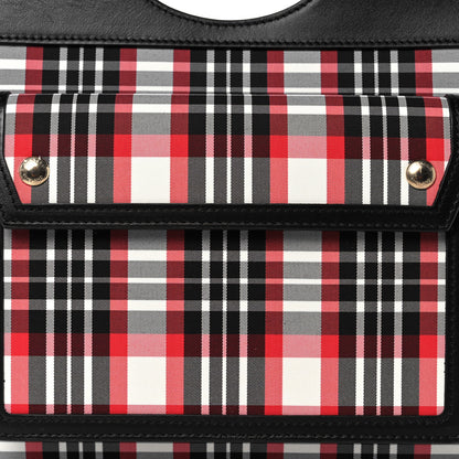 Burberry Calfskin Nylon Tartan Mini Pocket Bag Bright Red 8 of 11