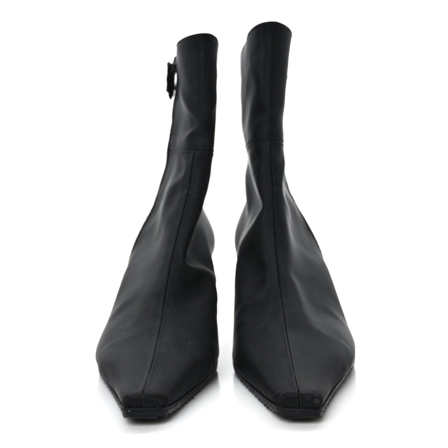 Nylon Camellia Zip Short Boots 40.5 Black