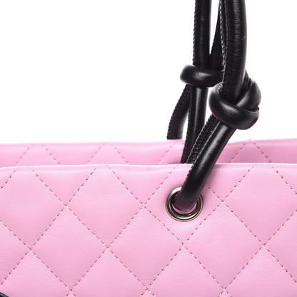 Chanel Calfskin Quilted Medium Cambon Tote Pink Black 9 of 12