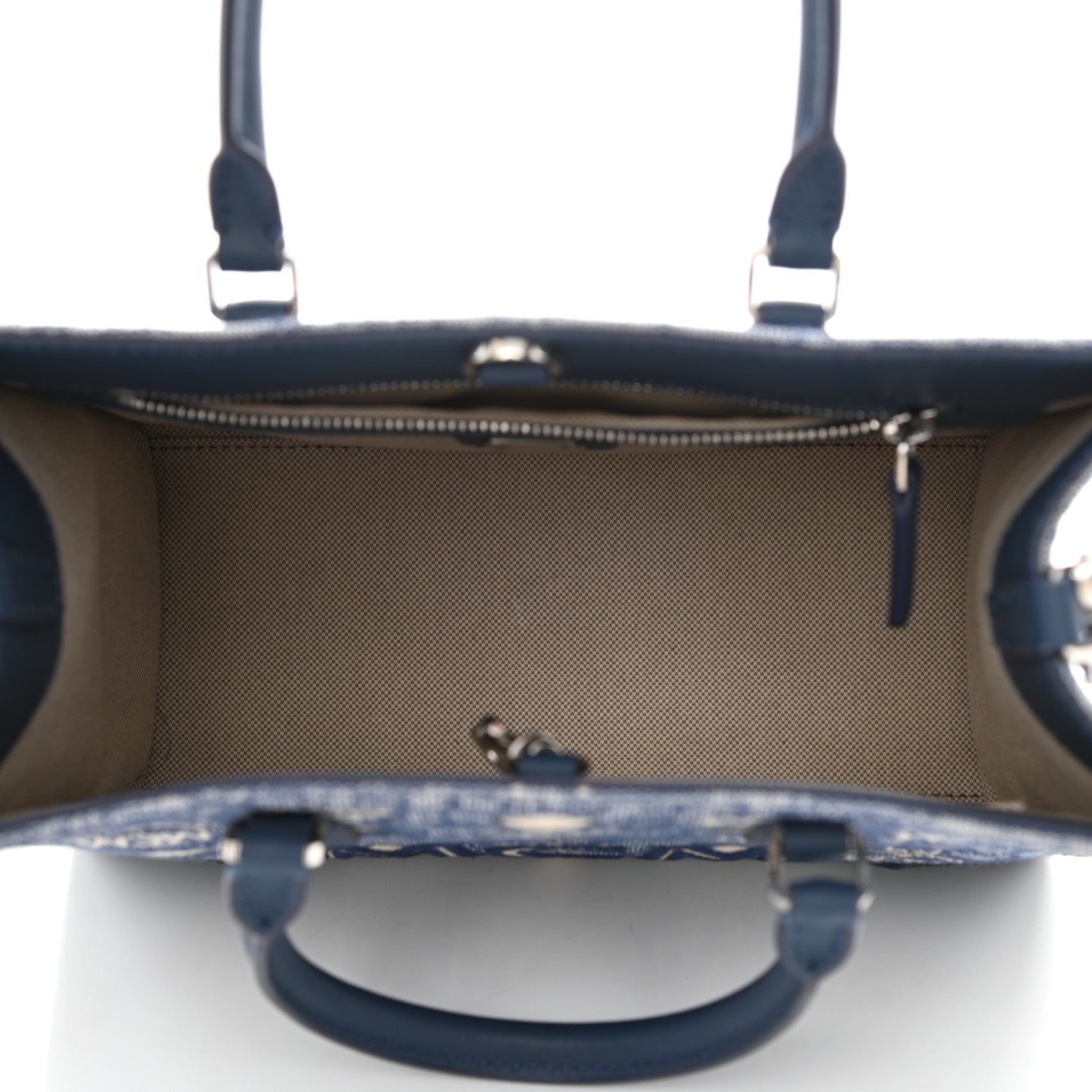 MCM Jacquard Monogram Small Tote Blue 5 of 8