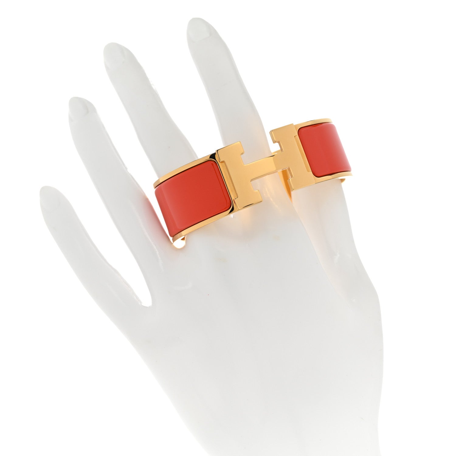 Hermes Enamel Wide Clic Clac H Bracelet GM Orange 2 of 4