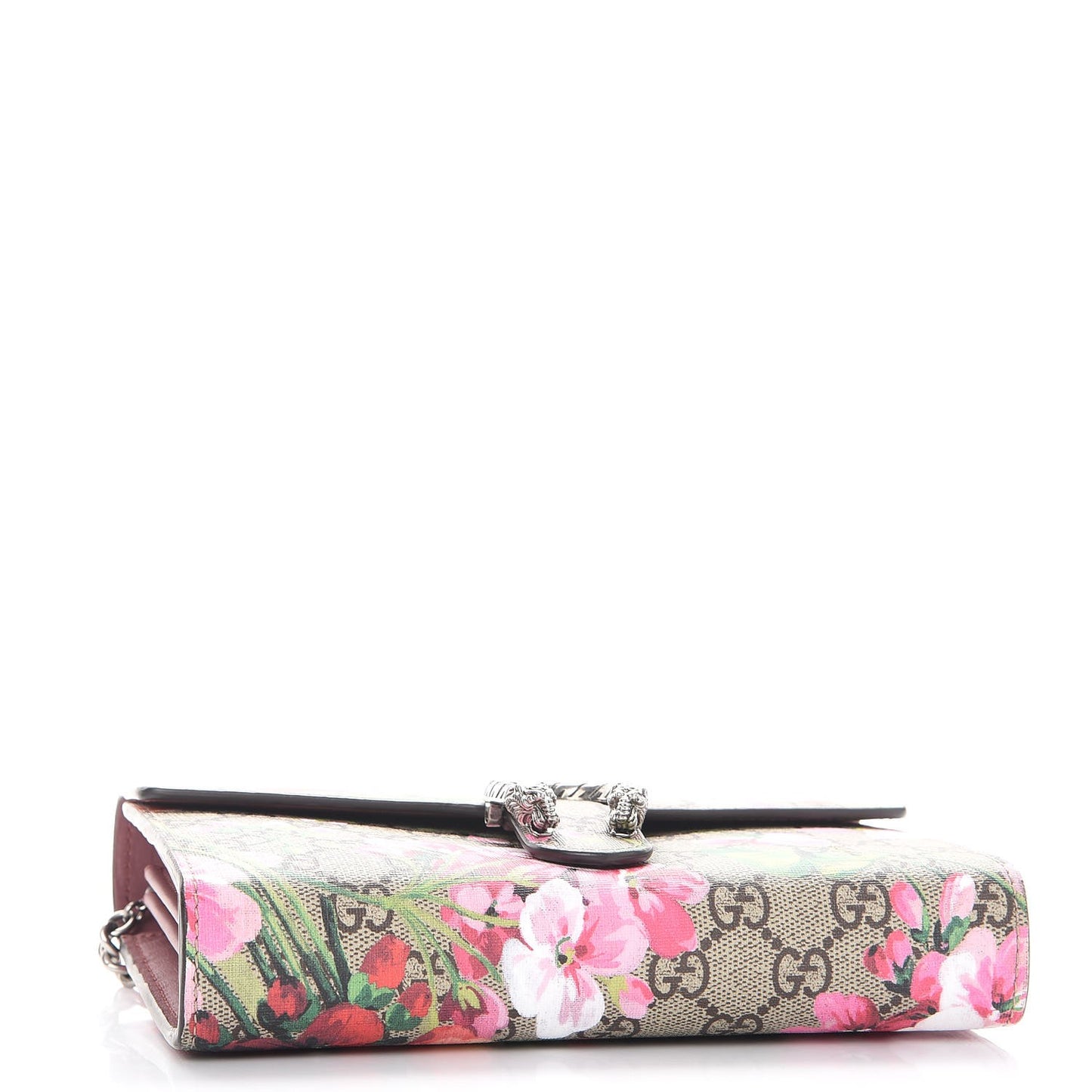 GG Supreme Monogram Blooms Mini Dionysus Chain Wallet Beige Multicolor Dry Rose