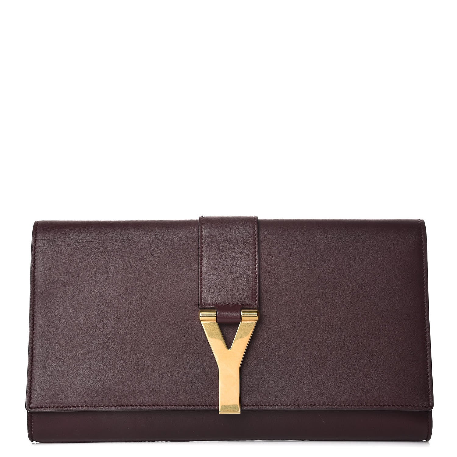 Saint Laurent Calfskin Classic Y Ligne Clutch Bordeaux 1 of 11