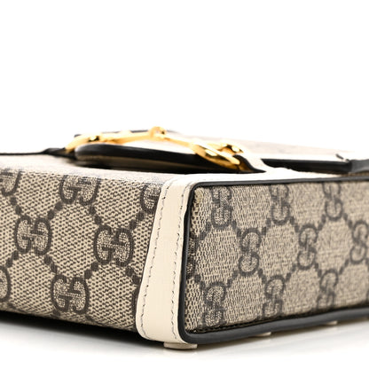 Gucci GG Supreme Monogram Azalea Calfskin Mini Horsebit 1955 Crossbody Bag Beige Ebony Mystic White 10 of 10