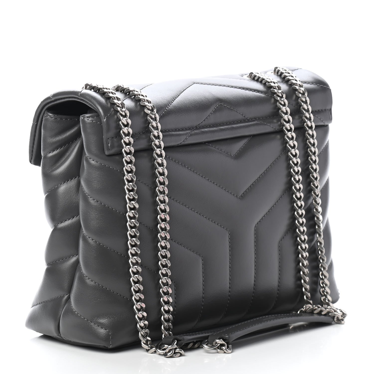 Saint Laurent Calfskin Y Quilted Monogram Small Loulou Chain Satchel Earth 3 of 8