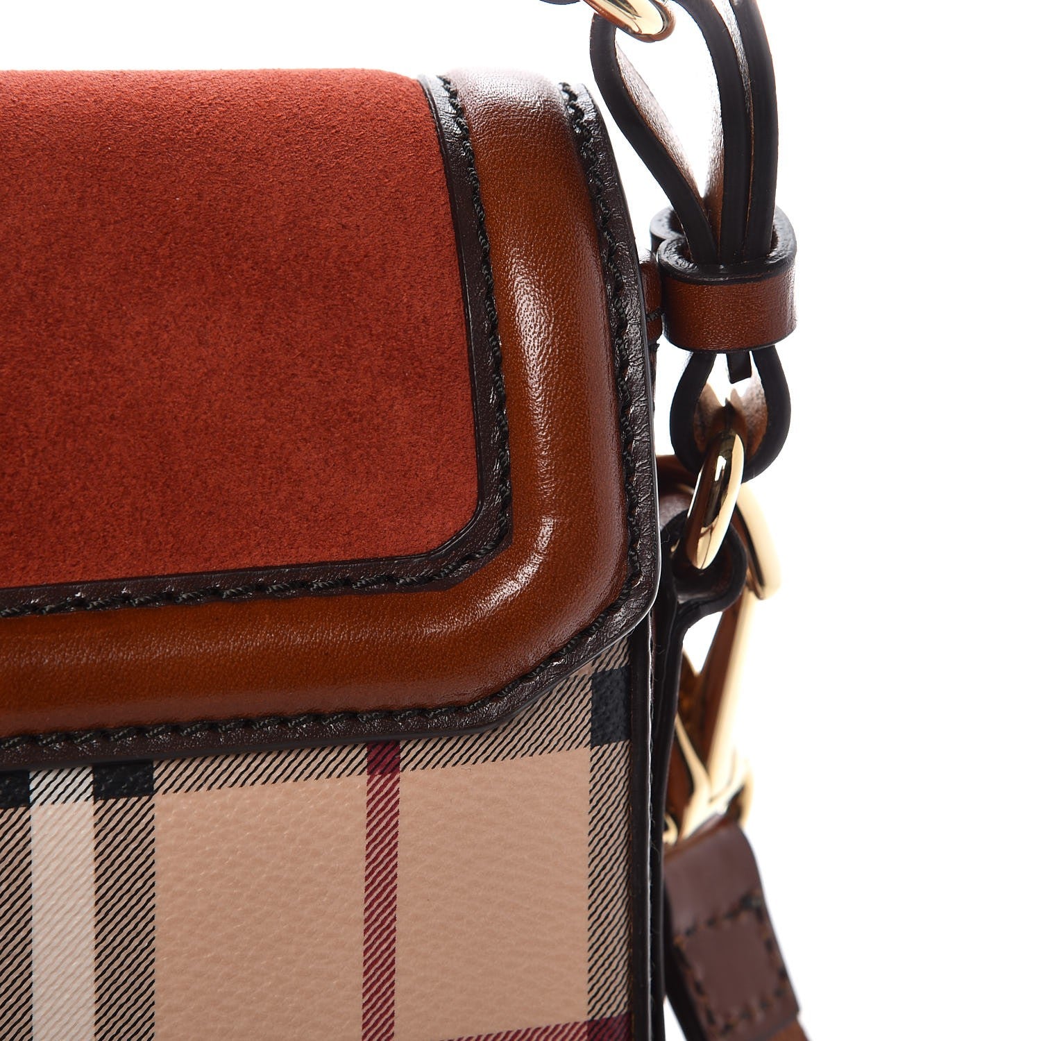 Burberry Haymarket Check Suede Brickfield Crossbody Brown 10 of 11