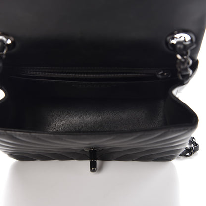 Chanel Lambskin Chevron Quilted Mini Square Flap So Black 5 of 9