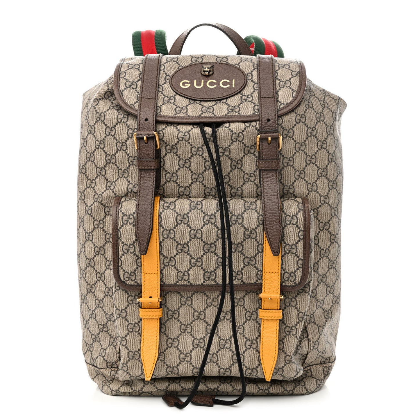 Soft GG Supreme Monogram Neo Vintage Double Buckle Backpack Beige New Acero Crop