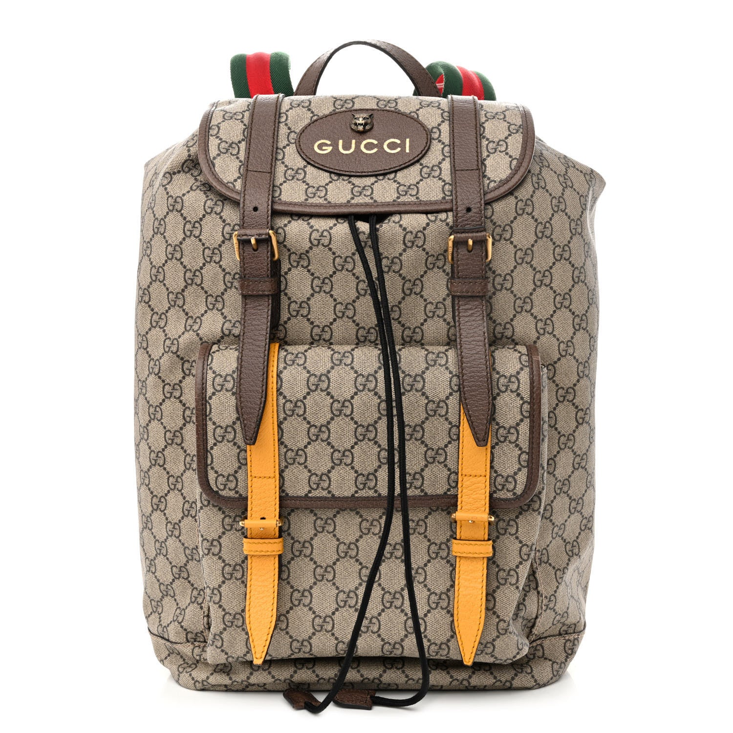 Gucci Soft GG Supreme Monogram Neo Vintage Double Buckle Backpack Beige New Acero Crop 1 of 13
