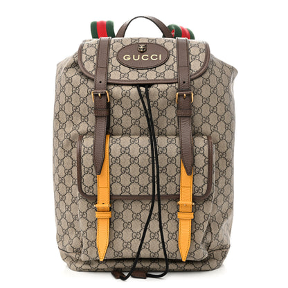 Gucci Soft GG Supreme Monogram Neo Vintage Double Buckle Backpack Beige New Acero Crop 1 of 13