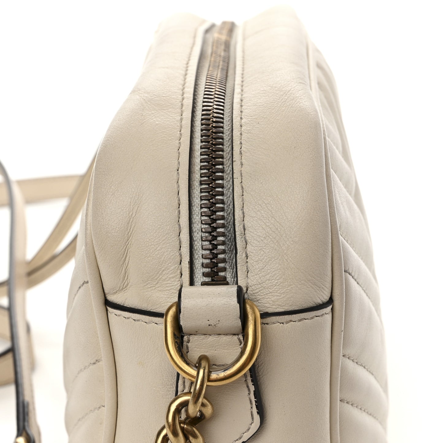 Calfskin Matelasse Small GG Marmont Chain Shoulder Bag White