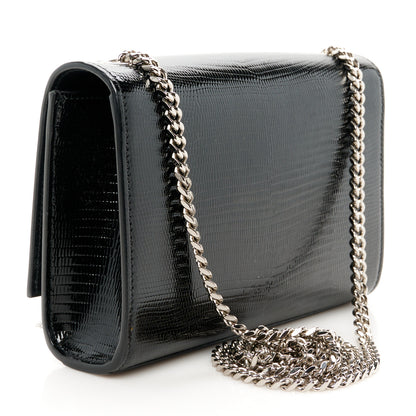 Saint Laurent Calfskin Lizard Embossed Small Classic Monogram Kate Tassel Satchel Black 3 of 11