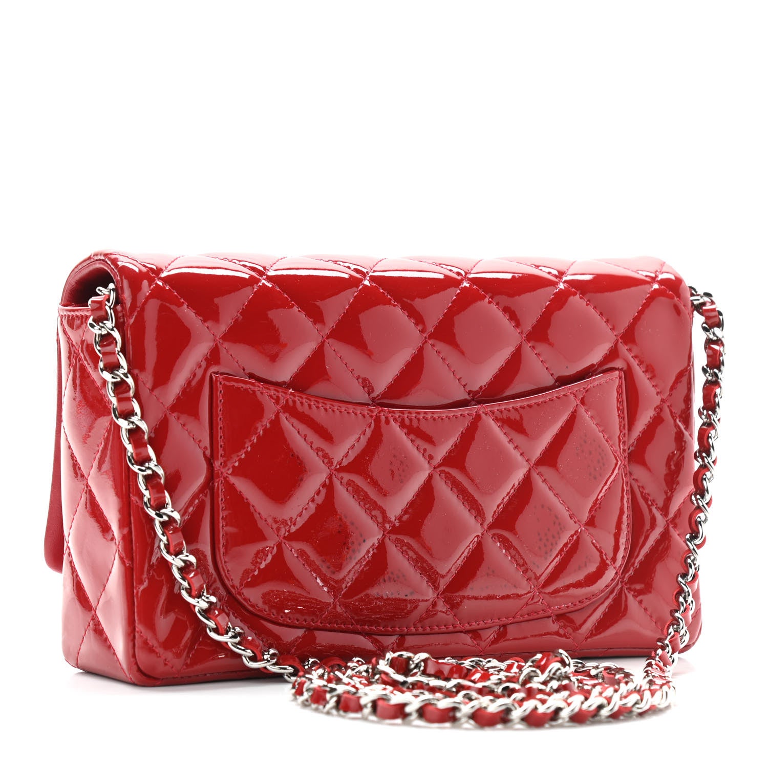 Chanel Patent Quilted Brilliant Wallet On Chain WOC Red 3 of 13
