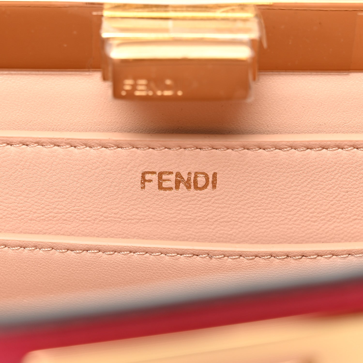 Fendi Vitello Seta Shiny Nappa Small Peekaboo I SEE U Satchel Lampone Light Rose 7 of 10