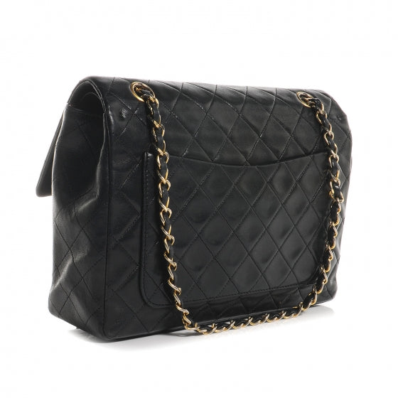 Lambskin Medium Double Flap Black